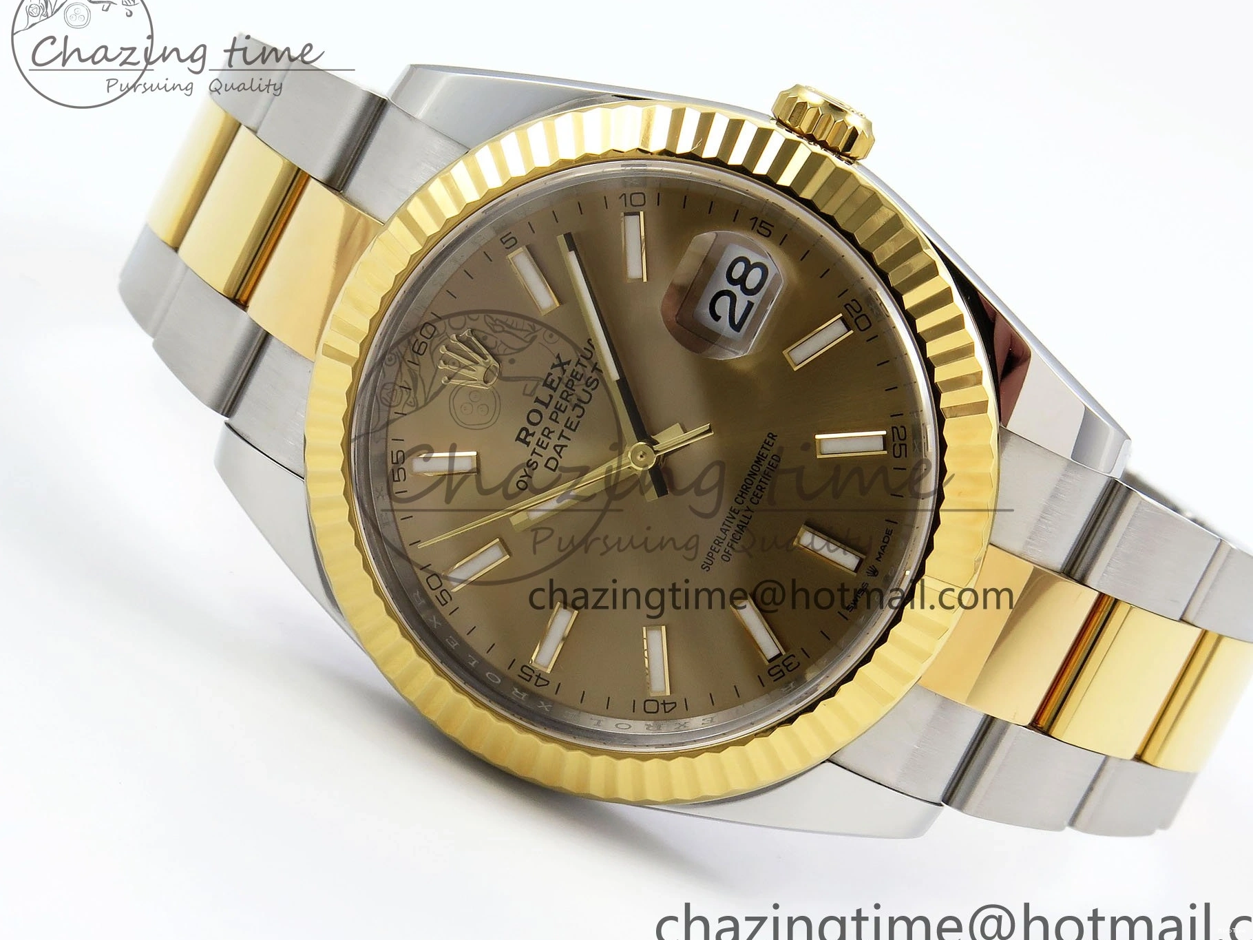 MiroTime 0201 DateJust 41 126333 Clean 1:1 Best Edition 904L Steel YG Stick Dial on SS YG Oyster Bracelet VR EasyCare 1578